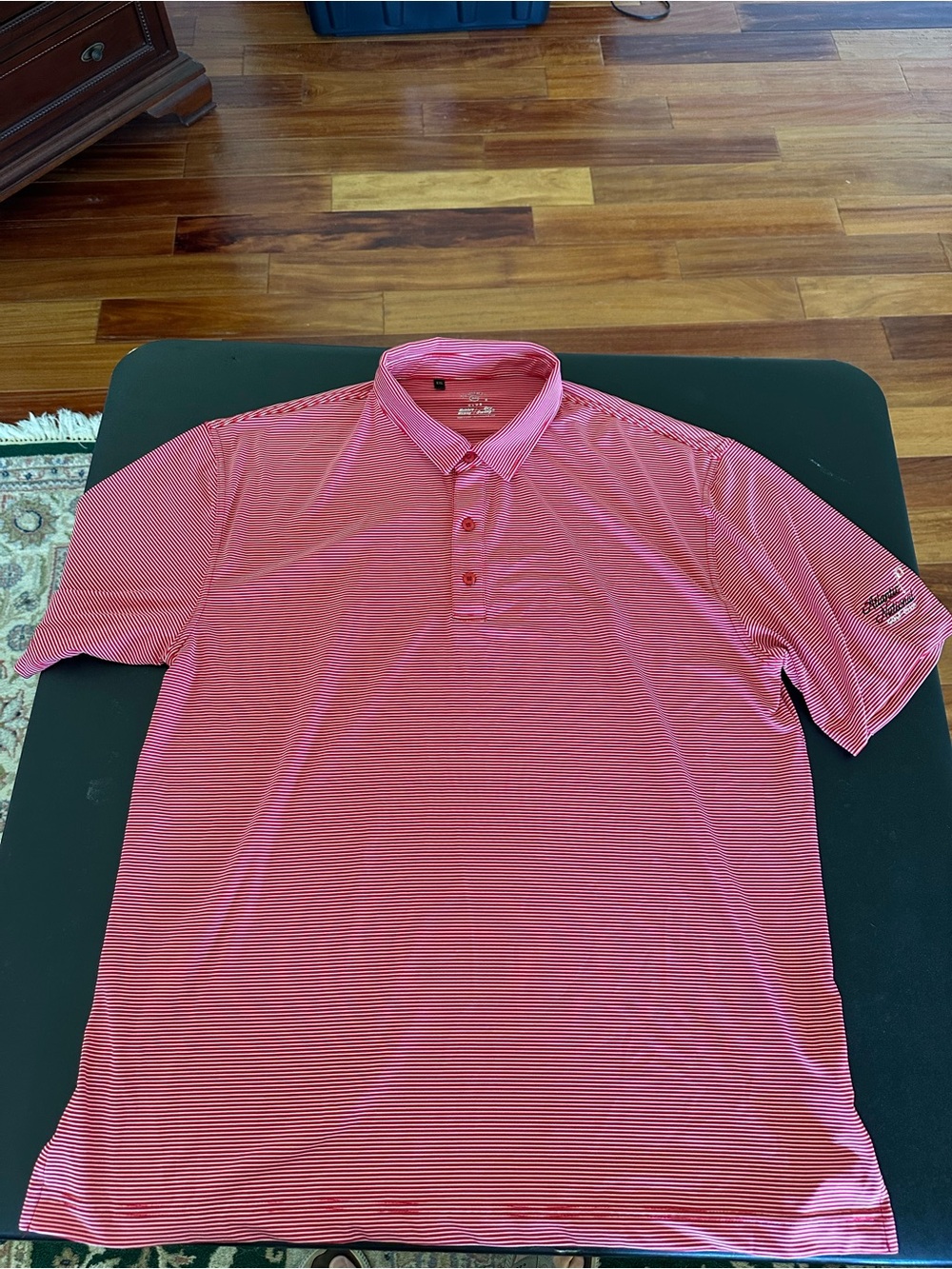 Monterey Club Men's Red White Striped Polo Shirt 2XL